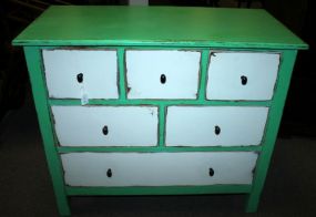 Hand Brushed Distressed Spearmint and White Painted Chest 38