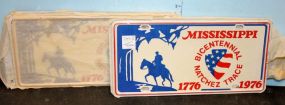 Nine Mississippi Bicentennial Natchez Trace License Plates