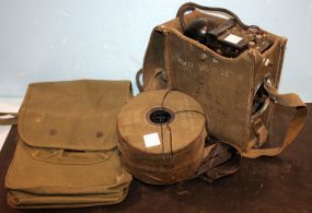 Army Crank Kellogg Phone, Wire, and Case