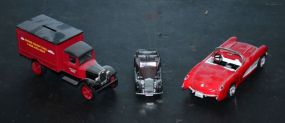 Die Cast Harbor Freight Tools Bank, Die Cast Corvette, and Die Cast Solido Rolls Royce