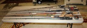 Sixteen Fishing Poles Assortment of Garcia, Heddon, Zebco, and Browning