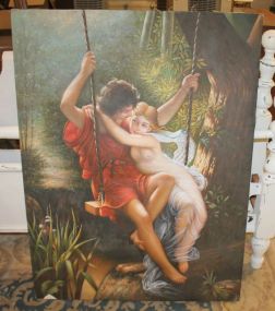 Oil on Canvas of Couple in a Swing 36