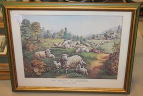 The Meadow in Springtime The Twin Lambs by Currier; 17 1/2