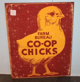 Reproduction Tin Farm Bureau Co-Op Chicks Sign 12 1/2