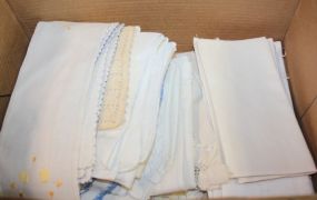 Box Lot of Doileys and Table Linens