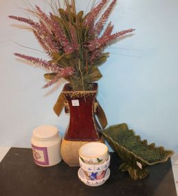 Vase with Arrangement, Green Plants, Flower Pots, and Jar with Lid Vase 14