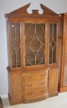 Mahogany Pediment Top Single Door China Cabinet 43 1/2