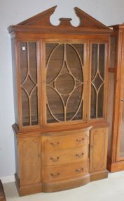 Mahogany Pediment Top Single Door China Cabinet 43 1/2