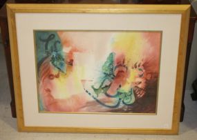 Large Watercolor (Abstract) by Mississippi Artist A. Dennis No title, signed A. Dennis; 41