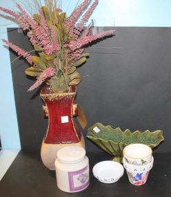 Vase with Arrangement, Green Planter, Flower Pots, Jar with Lid Vase is 14