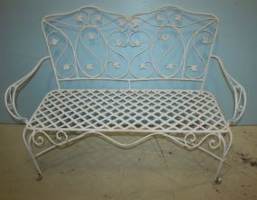 White Wrought Iron Settee Matches lot #151 and 164; 48