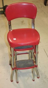 Red Faux Leather and Chrome Kitchen Ladder 14