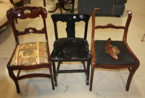 Three Antique Chairs Empire style side chair, Empire Revival chair, and Victorian side chair