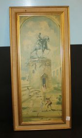 Oil on Canvas of Monument Signed Roderic Montague, 1959; 15