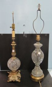 Two Cut Glass Parlor Lamps