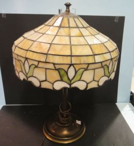Stain Glass, Brass Base Lamp 25
