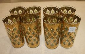 Group of Eight Juice Glasses With gold decoration