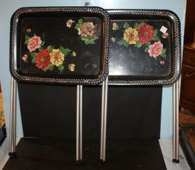 Two Painted TV Trays Some rust