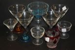 Four Color Base Champagne Glasses, Four Assorted Glasses, Cut Bohemian Ruby Red Candle Jar Jar is 4