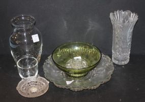 Glass Vases, Plates, Candlestick