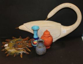 Chipped Gail Pittman Vase, Ginger Jar, Pottery Vase, Sun / Moon Plaque, Handmade in the Philippines Swan Ginger jar 4