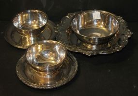 Two Small Chip / Dip Silverplate Dishes, Silver Wipes, Plated Bowls