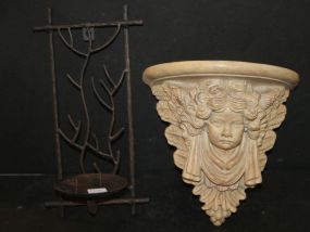 Iron Twig Design Candlestick and Resin Angel Face Sconce Candlestick 6