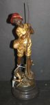 Signed Milo French Bronze of Fisherman Gold highlights, 14
