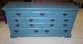 Hand Brushed Blue Distressed Painted Dresser 64