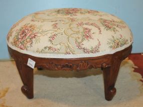 Carved Foot Stool with Tapestry 18