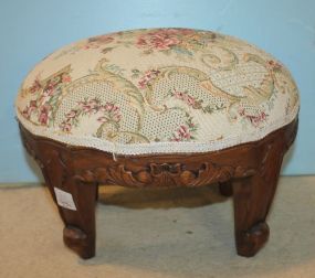 Carved Foot Stool with Tapestry 13