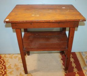 Four Board Top Pine Table with Shelf 28