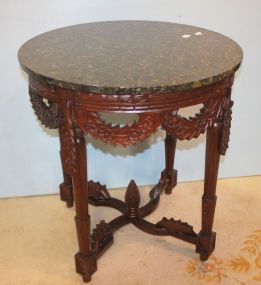 Heavily Carved Marble Top Center Table 30