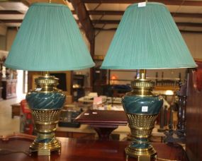 Pair of Faux Marble and Brass Lamps 28