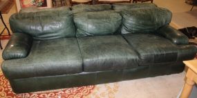 Faux Green Leather Henredon Sofa 95