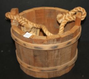 Wooden Bucket with Rope Handle
