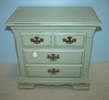 Hand Brushed Country Green Distressed Painted Two Drawer Nightstand 26