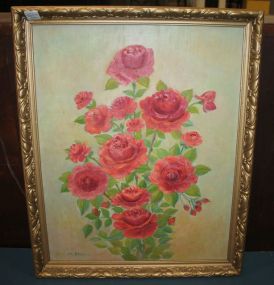 Oil on Board of Flowers Artist signed M. Parker; 18