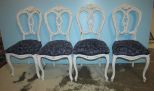 Four Hand Brushed White Distressed Painted French Dining Chairs 37 1/2
