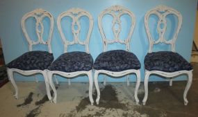 Four Hand Brushed White Distressed Painted French Dining Chairs 37 1/2