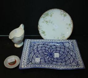 Homer Laughlin Creamer, Dish, Painted Plate, Blue and White Tray Dish 2