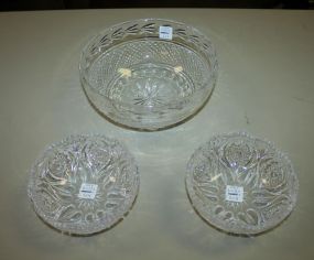 Three Crystal Bowls Two are 6