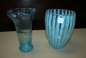 Two Blue Glass Vases 9