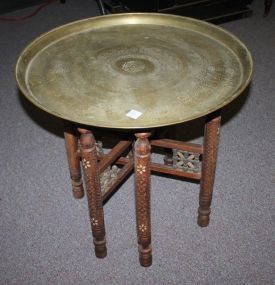 Brass Oriental Style Round Side Table 22 1/2