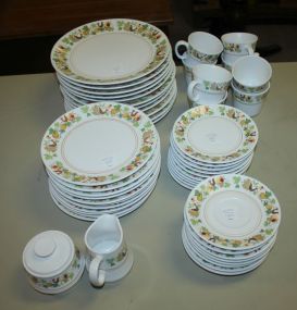 Fifty Pieces of Noritake Progression China Consisting of eleven dinner plates, eleven salad plates, ten bread and butter plates, eight cups, eight saucers, creamer, sugar