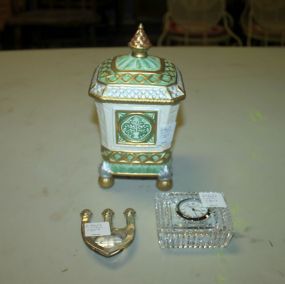 Fitz and Floyd Covered Jar, Gothic Style Clip, Small Waterford Clock