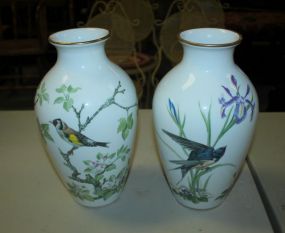 Pair of Franklin Porcelain Meadowland Bird Vases