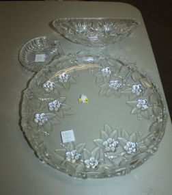 Large Glass Round Tray, Relish Dish, Shell Dish Round dish 12 1/2