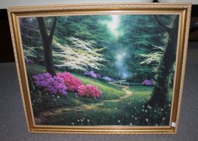 Painting of Path Through the Woods Signed in lower right corner; 33 1/2
