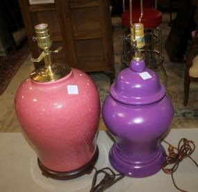 Large Pink Porcelain Lamp and Purple Lamp 19